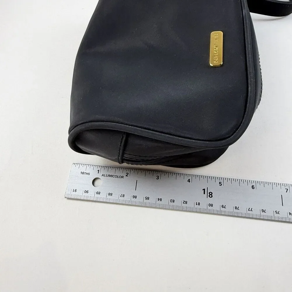 St John Small Mini Black Nylon Zip Around Cosmetics Handbag Wristlet Travel 7x5